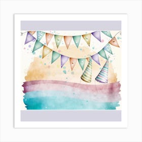 Watercolor Party Hats Art Print