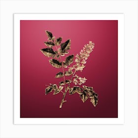 Gold Botanical Golden Rain Tree on Viva Magenta n.0599 Art Print