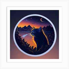 Cat Colored Sky (94) Art Print