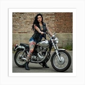 Every Tattoo Tells a Story: Stunning Inked Women Tattooed Woman On Motorcycle Poster