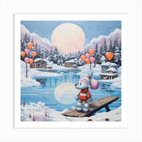 Mickey Mouse In The Snow Art Print