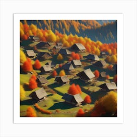 Village In Autumn Mountains (32) Art Print