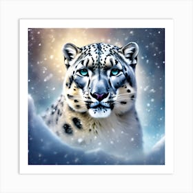 Snow Leopard Emerging from the Snow Art Print