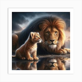 Lion And Cub 1 Art Print