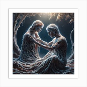 Two Lovers In The Forest Art Print