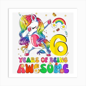 Kid 6 Years Old Unicorn Gift 6th Birthday Girl Unicorn Party Art Print