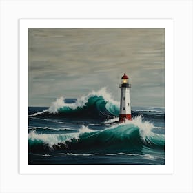 Lighthouse In The Ocean Art Print