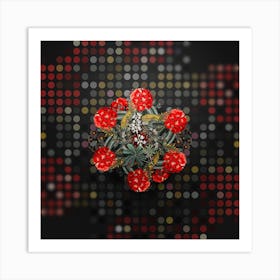 Vintage Half Shrubby Lupine Floral Wreath on Dot Bokeh Pattern n.0549 Art Print
