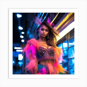 Neon Feathers Art Print