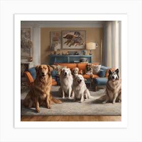 Dogs In A Living Room Art Print