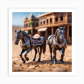 Two Horses In The Desert Art Print