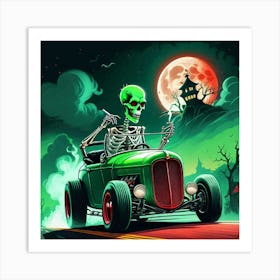 Skeleton Driving A Car 1 Art Print