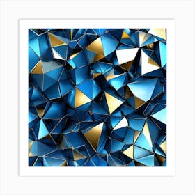 Abstract Blue And Gold Triangles Art Print