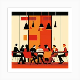 People At A Table Art Print