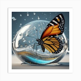 Butterfly In A Glass Art Print