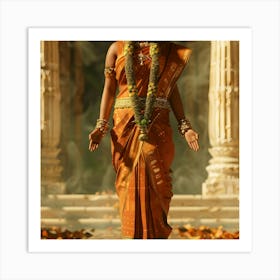 Hindu Woman In Sari Art Print