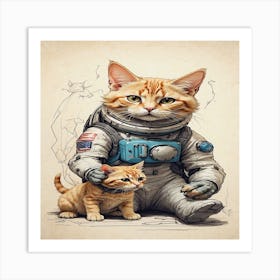 Astronaut Cat Art Print