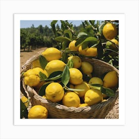 Lemons In A Basket 2 Art Print