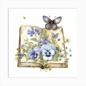 Open Book With Butterflies 2 Art Print