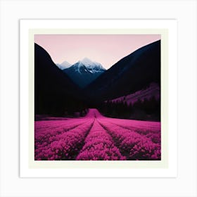 Pink Flowers In The Mountains Art Print