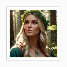 Portrait Of A Swedish Woman In The Forest Art Print