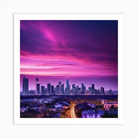 Cityscape At Dusk Art Print