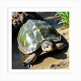 Turtle In The Sand Art Print