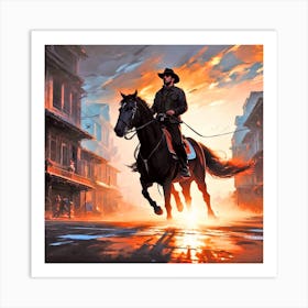 Cowboy On Horseback 2 Art Print