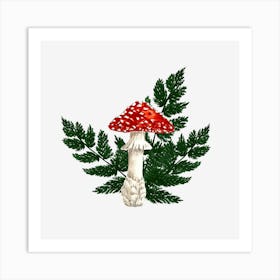 Fly Agaric and Fern Art Print