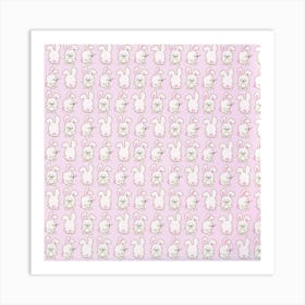 White And Pink Bunny Wallpaper Hare Texture Rabbit Rabbits Art Print