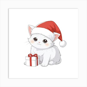 Santa Claus Cat Art Print