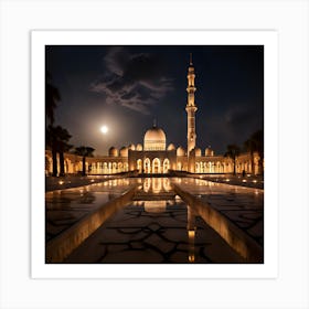 Sheikh Zayed Grand Mosque At Night Art Print