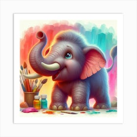 Cute Elephant Painting Art Print