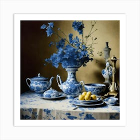 Blue And White Table Setting 4 Art Print