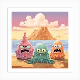 Monsters On The Beach 1 Art Print