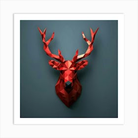 Red Deer Head Art Print