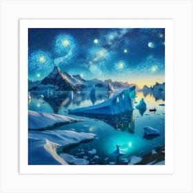 Van Gogh Painted A Starry Night Over An Arctic Iceberg 3 Art Print