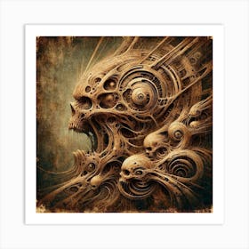 Skull And Gears Art Print