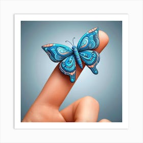 Butterfly On A Finger Art Print