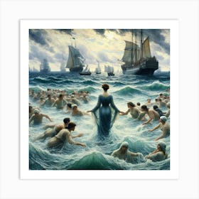 Woman In The Water 7 Art Print