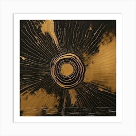 'Sunburst' Black And Gold Wall Art Art Print