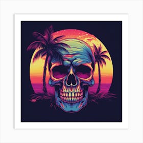 Skull At Sunset Art Print