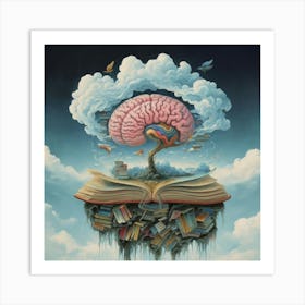 Brain On A Book Art Print
