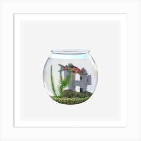 Fish In A Bowl Goldfish Water Plant Art Print