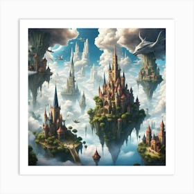 Fantasy City In The Clouds Art Print