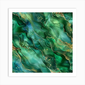 Abstract Green And Gold Abstract Painting Art Print