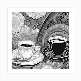 Coffee And Saucers Art Print