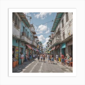 Street Scene In Cuba Art Print