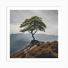 Lone Tree On Top Of Mountain 32 Art Print