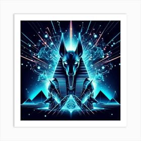 Neon Anubis, Egyptian 1 Art Print